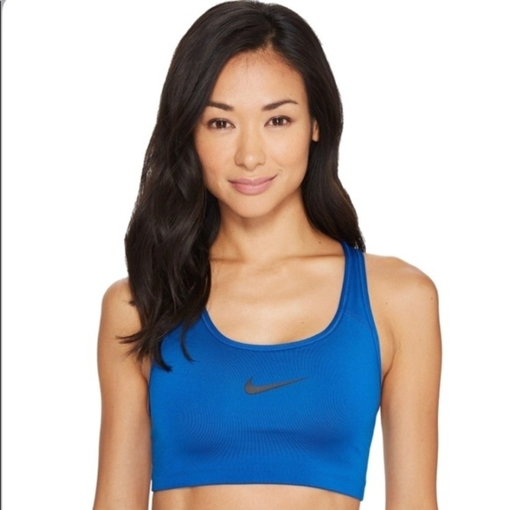 Nike Royal Blue Scoop Sports Bra with Black Swoosh